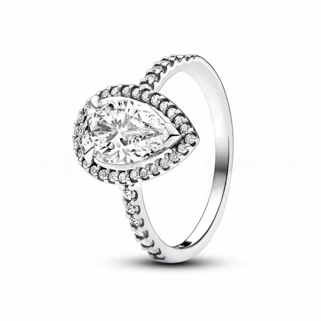 Waterdrop Ring S925 Silver Zircon Blue Stone Heart Ring Fashionable Women's Jewelry Party Wedding Gifts