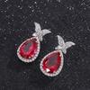 Exquisite Female Earring  Sterling Silver Butterfly Droplet Shaped Zircon Earrings for Women Fashion Statement Bijoux