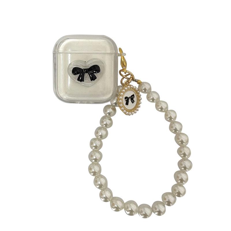 Airpods 1 /2 Generation Apple Bluetooth Headset Cover Pearl Portable 3 Generation Love Three-Dimensional Bow Pro Transparent Women