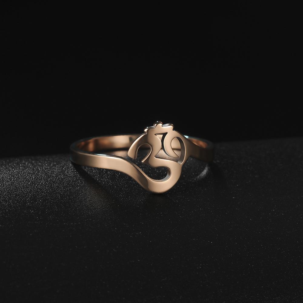 LIKGREAT Buddhism Indian Yoga Om Symbol Rings for Women Men Stainless Steel Supernatural Talisman Amulet Religious Jewelry Gift