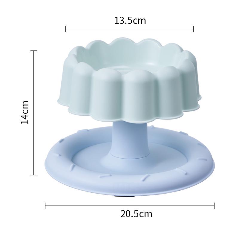 Stainless Steel Anti-Spill Cat Bowl with Chin Protection and Elevated Pudding Flower Design