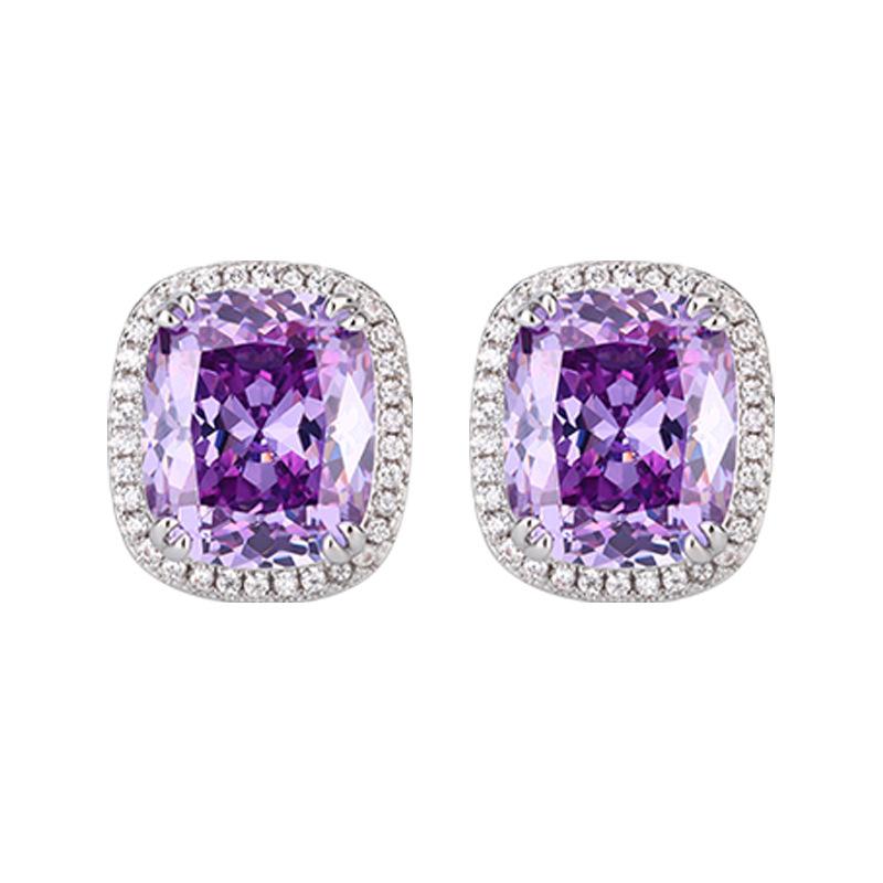 Jewelry Copper Bottom Gold-Plated Simulation Bird'S Nest Cut Purple Diamond Temperament Set 15 * 20-10 * 12