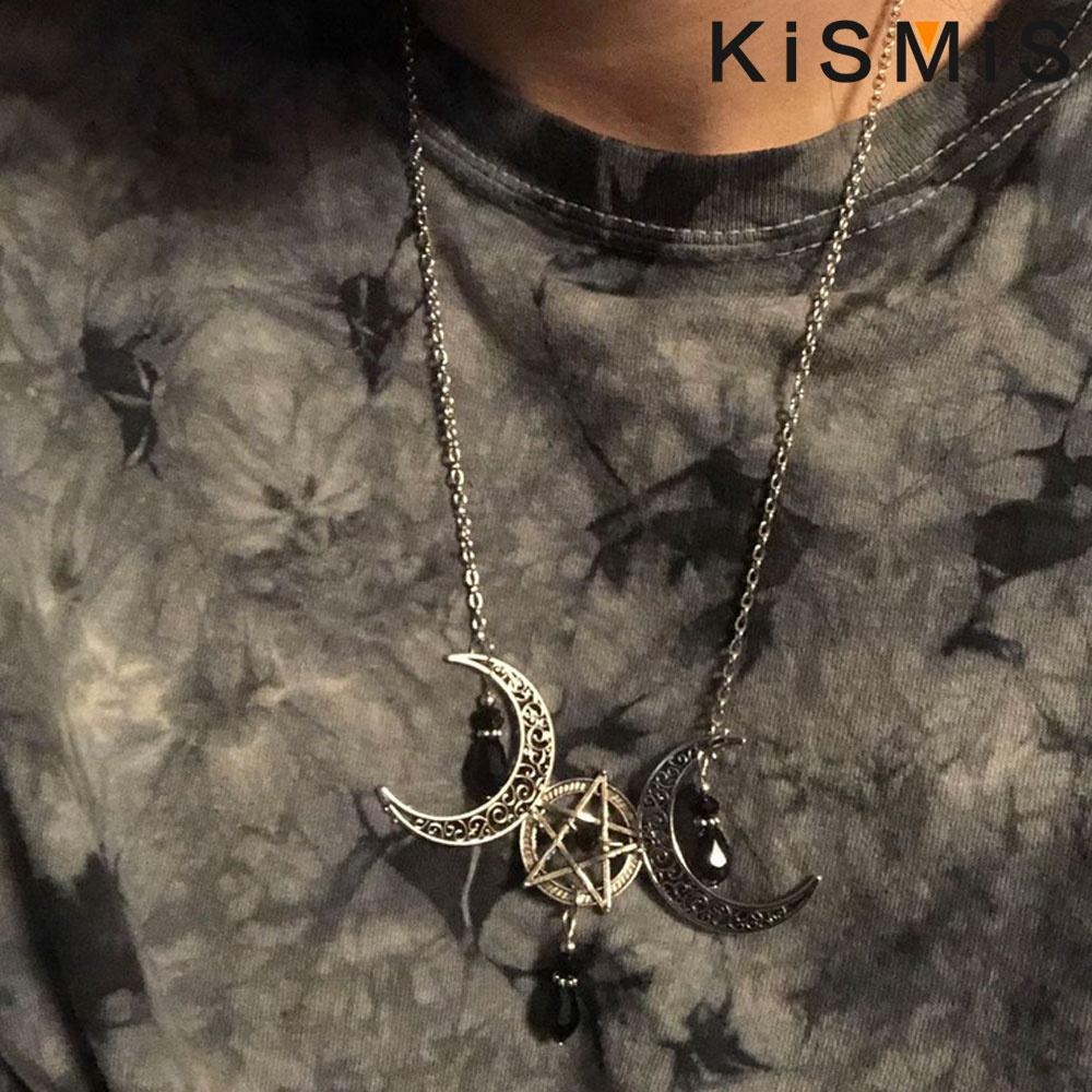 1ks březnový kámen pentagram kapka vody drahokam přívěsek náhrdelník gotické halloweenské šperky dárek