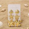 3 Paia di Orecchini a Bottone Geometrici Stella Marina & Conchiglia da Donna - Set Moda Estiva