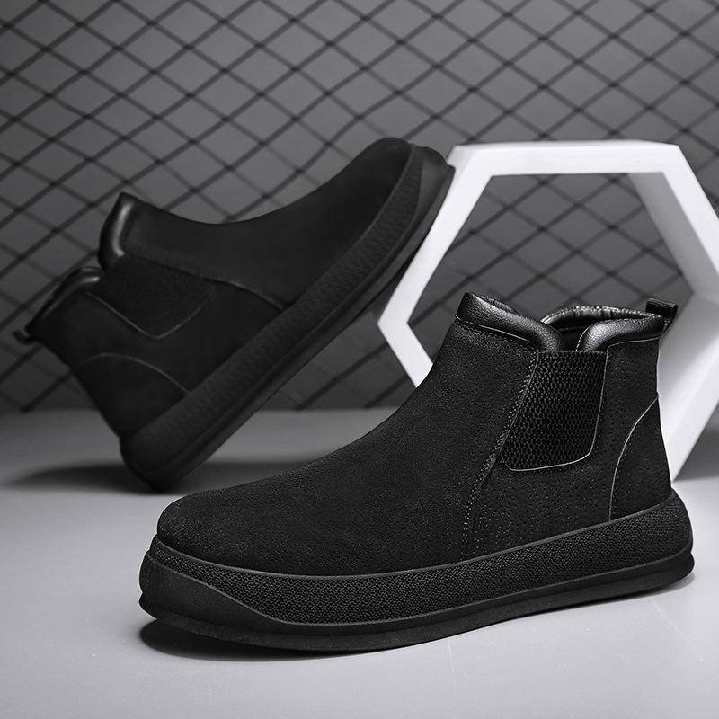 

Autumn and winter new British high-top leather casual men s shoes locomotive shoes 39
