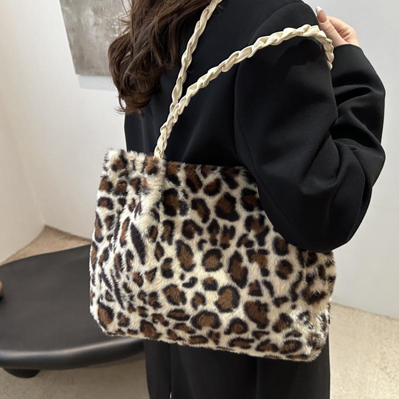 Retro Leopardendruck Tragetasche Große Kapazität Lässig Vielseitig Pendler Umhängetasche Herbst Winter Neuer Stil Beuteltasche
