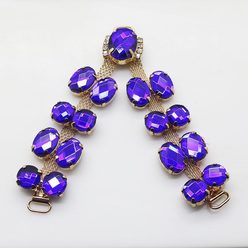2018 New Charm 2pcs/lot 9.5CM Acrylic Chain DIY Garment sewing accessories Metal Crystal Rhinestone bikini Connectors buckle