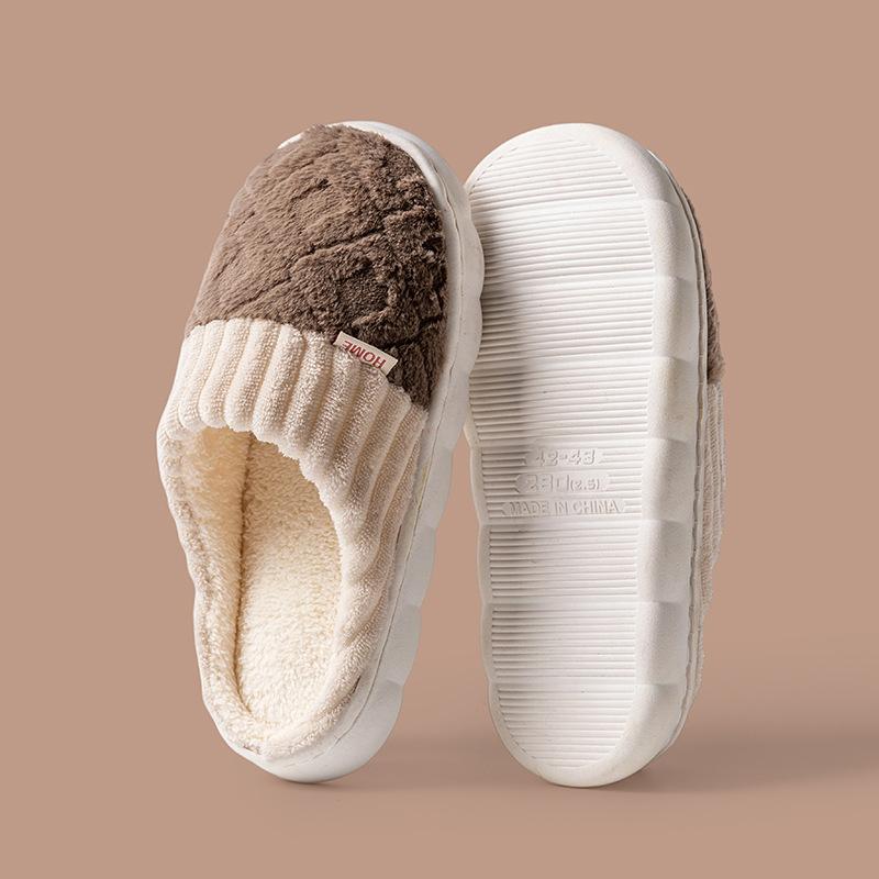 Cotton slippers winter new non-slip thick-soled fluffy slippers thermal shoes indoor home slippers