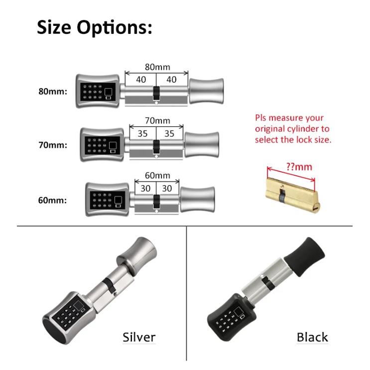 Bluetooth Smart Sylinderlås Biometrisk Elektronisk Digital Tastatur Nøkkelløs Med Kode Fingeravtrykk RFID-kort Dørlås