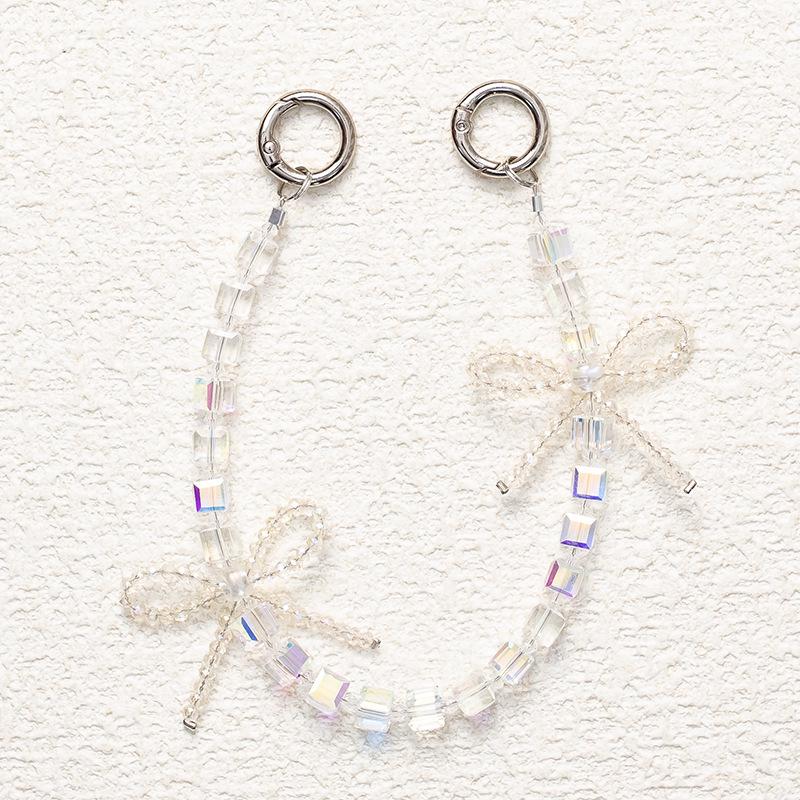 Crystal Bow Beaded Phone Wrist Strap Chain