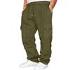 Men's New Sports Leisure Plus Velvet Leg Multi-pocket Lace Loose Overalls Trousers Casual Pants