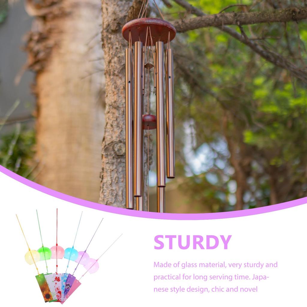 Didiseaon Glass Wind Set of Hanging Decorations for Balconies and Colorful and Japanese Wind Chimes Japanese-Style Chimes, 6, Gardens, Long-Lasting