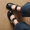 Fashion NEW Spring/Autumn Women Pumps Genuine Leather Shoes for Women Round Toe Chunky Heel Shoes Concise Belt Buckle Mary Janes Shoes