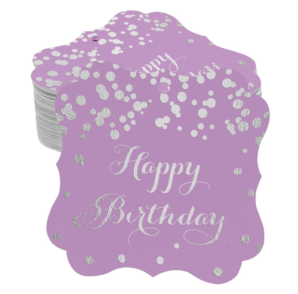 Inkdotpot Real Gold Foil Bracket Shape Paper Hang Tags Happy Birthday Favor Tags Pack Of