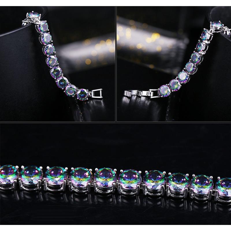 Jewelry, Color Aaa Zircon Bracelet, Round Zircon Platinum Plated, Women'S Jewelry