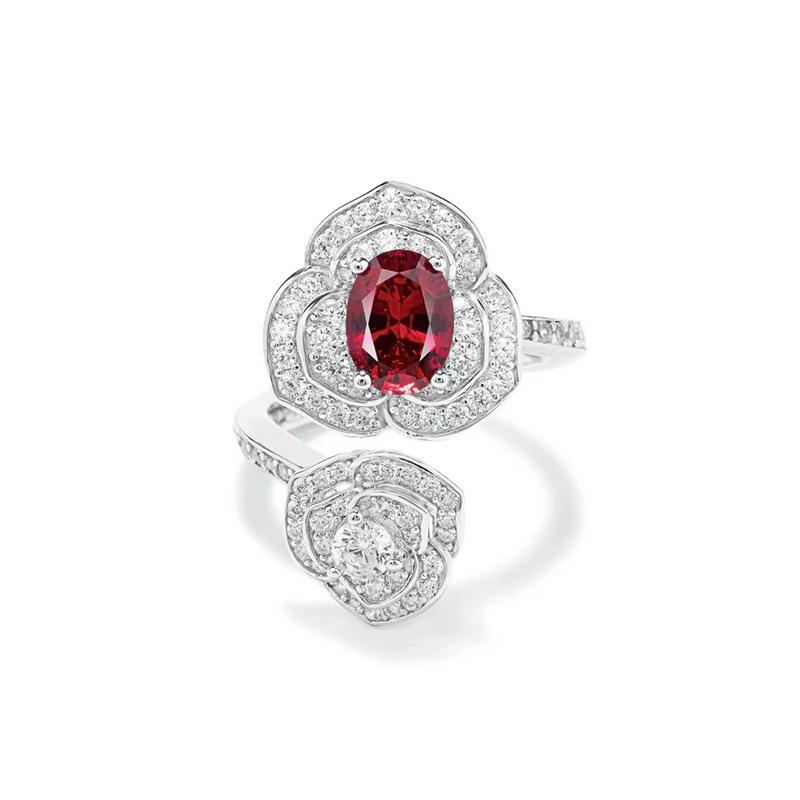 Elegant Retro Court Style Ruby Gemstone Ring for Women – Open Band with Luxury Versatile Design Adjustable Open Band