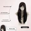 Confession Balloon Women's Long Black Tea-Colored Straight Wig, Natural Lolita Style, Full Head Cover, Middle Part.