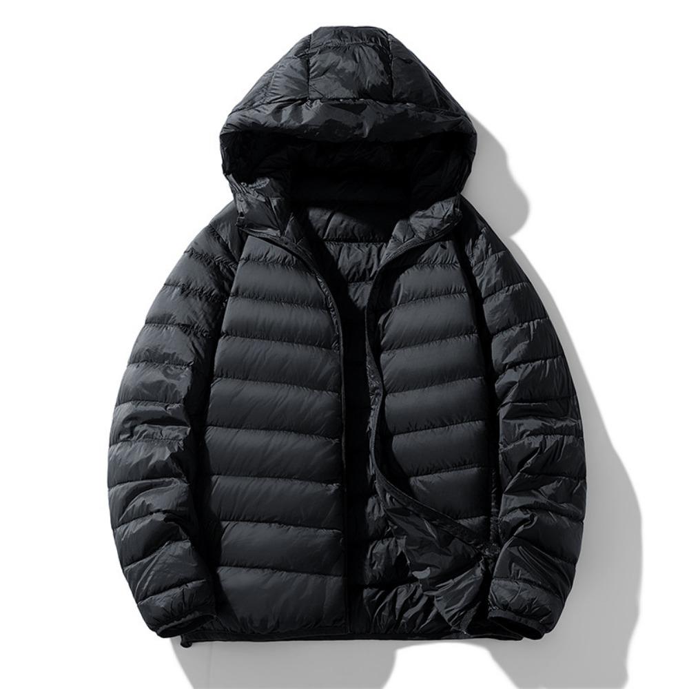 Men's new hooded down jacket winter white duck down jacket men's simple casual men's clothing