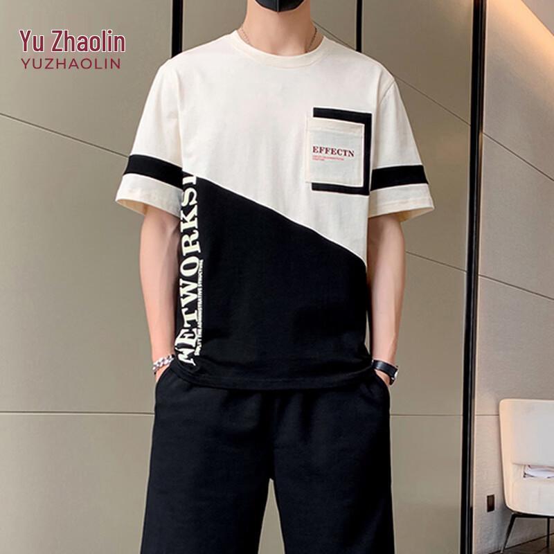 YUZHAOLIN Men s Summer Cool Polo Shirt & Pants Set M