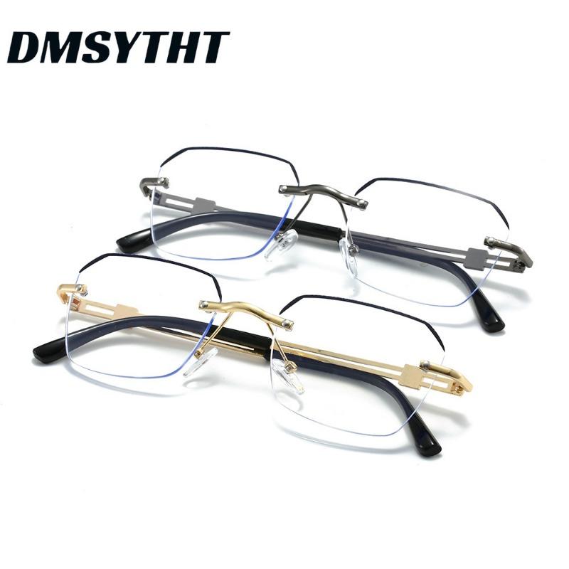 Retro Men Metal Frame Glasses Fashion Rimless Women Eye Protection Anti Blue Light Computer Eyewear