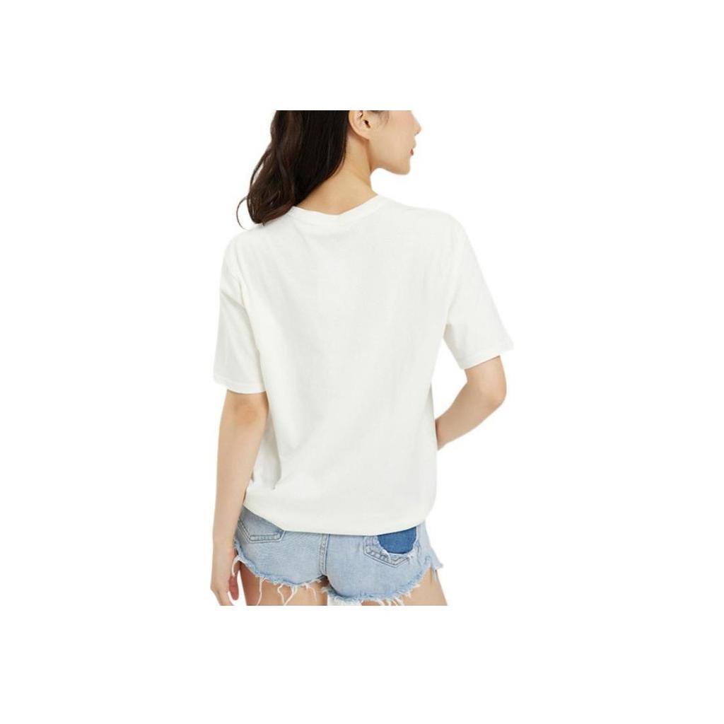 Vans Solid Color Fun Print Logo Round Neck Short Sleeve T-Shirt Women tops White VN0A7YHCFS8