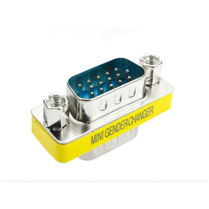 VGA male-to-male adapter 15 for 15-pin VGA extension head, double male adapter, straight-through head solder-free
