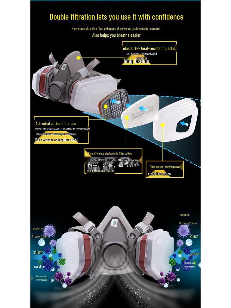 6200 Protective Respirator for Pesticide, Spray Paint, Chemical, Firefighting, and Formaldehyde