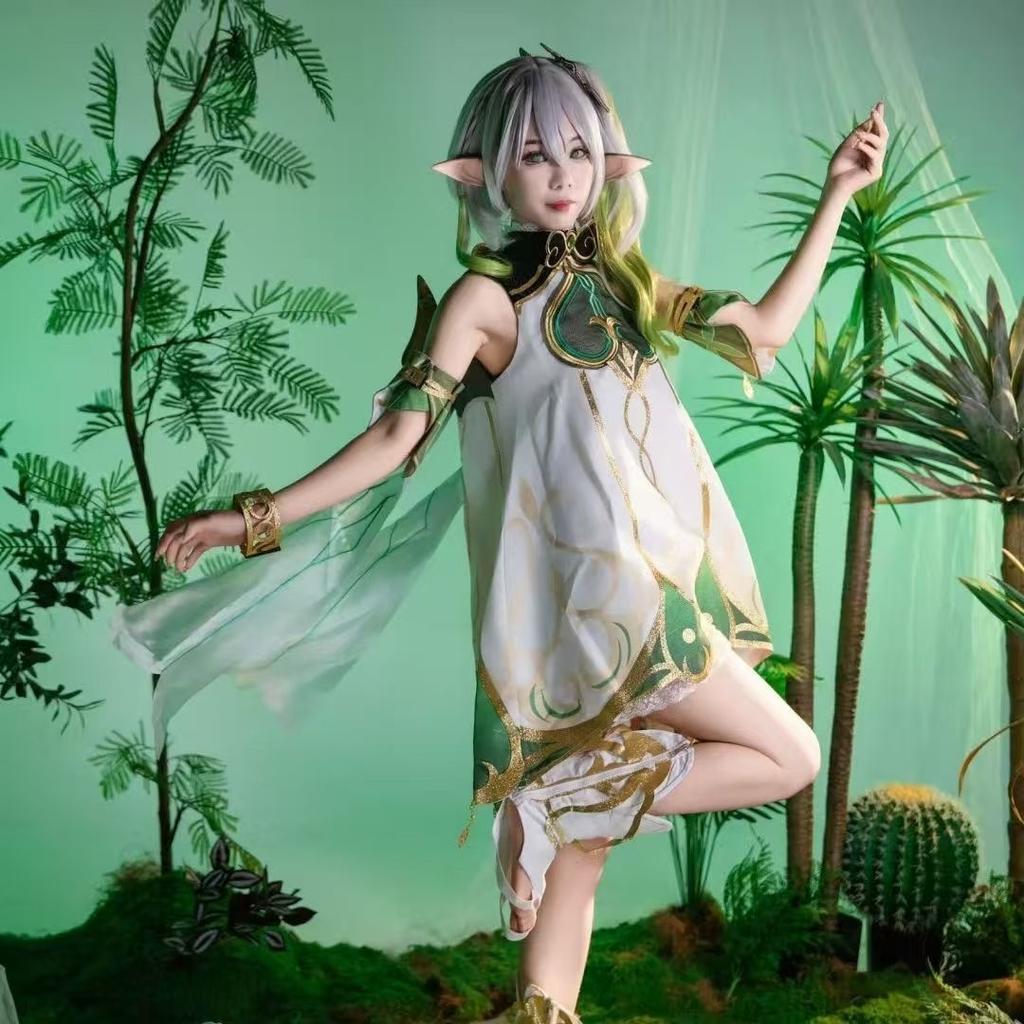 Nahida Cosplay Costume Lesser Lord Kusanali Full Set Dress Ears Wig Nahida Outfits for Comic Con