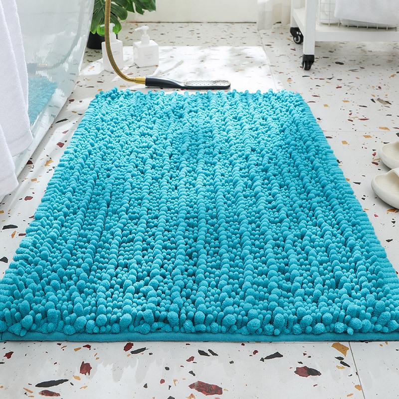 Chenille Long Pile Bathroom Mat - Water Absorbent & Anti-Slip Foot Pad for Home Use