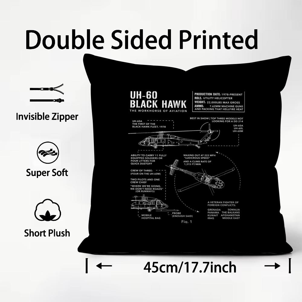 Aircraft hand drawing Air Cushion Cover Pattern Printed Pillowcase for Living Room Sofa Cushion Cover & Bedroom Decor