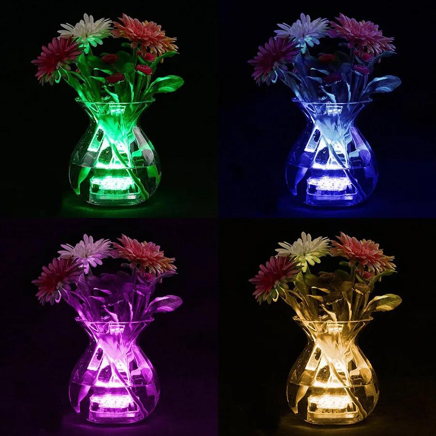 Battery Operated 10leds RGB Led Submersible Lights Underwater Night Lamp Garden Swimming Pool Lights for Wedding Party Vase Bowl