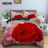 Rose Duvet Cover Set Microfiber Pink Heart Rose Romantic Flower Theme Bedding Set For Lovers Double Queen King Size Quilt Cover