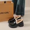TUINANLE Winter New Plush Lined Loafers Women's Retro Chunky Platform Fluffy Leather Shoes Comfortable & Warm