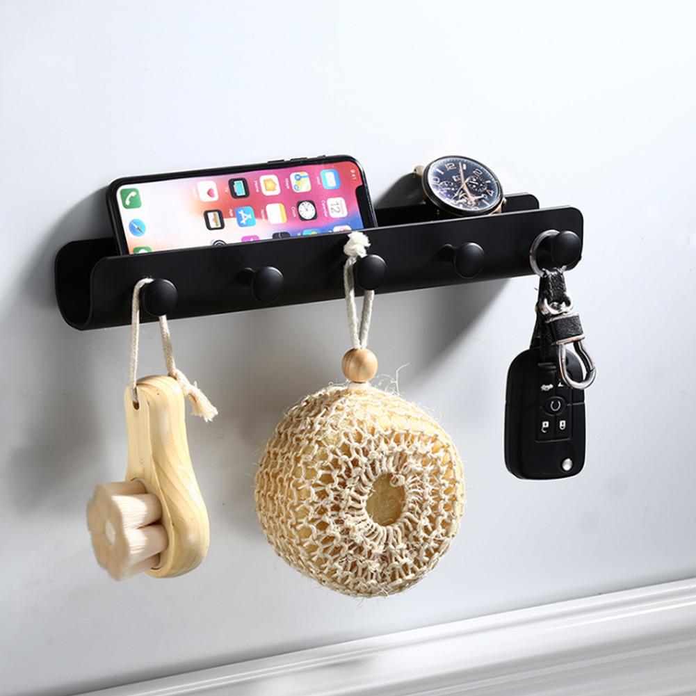 U Shaped Household Bathroom Wall Mounted Hook Aluminum Towel Clothes Storage Hanging 5 Hooks Rack