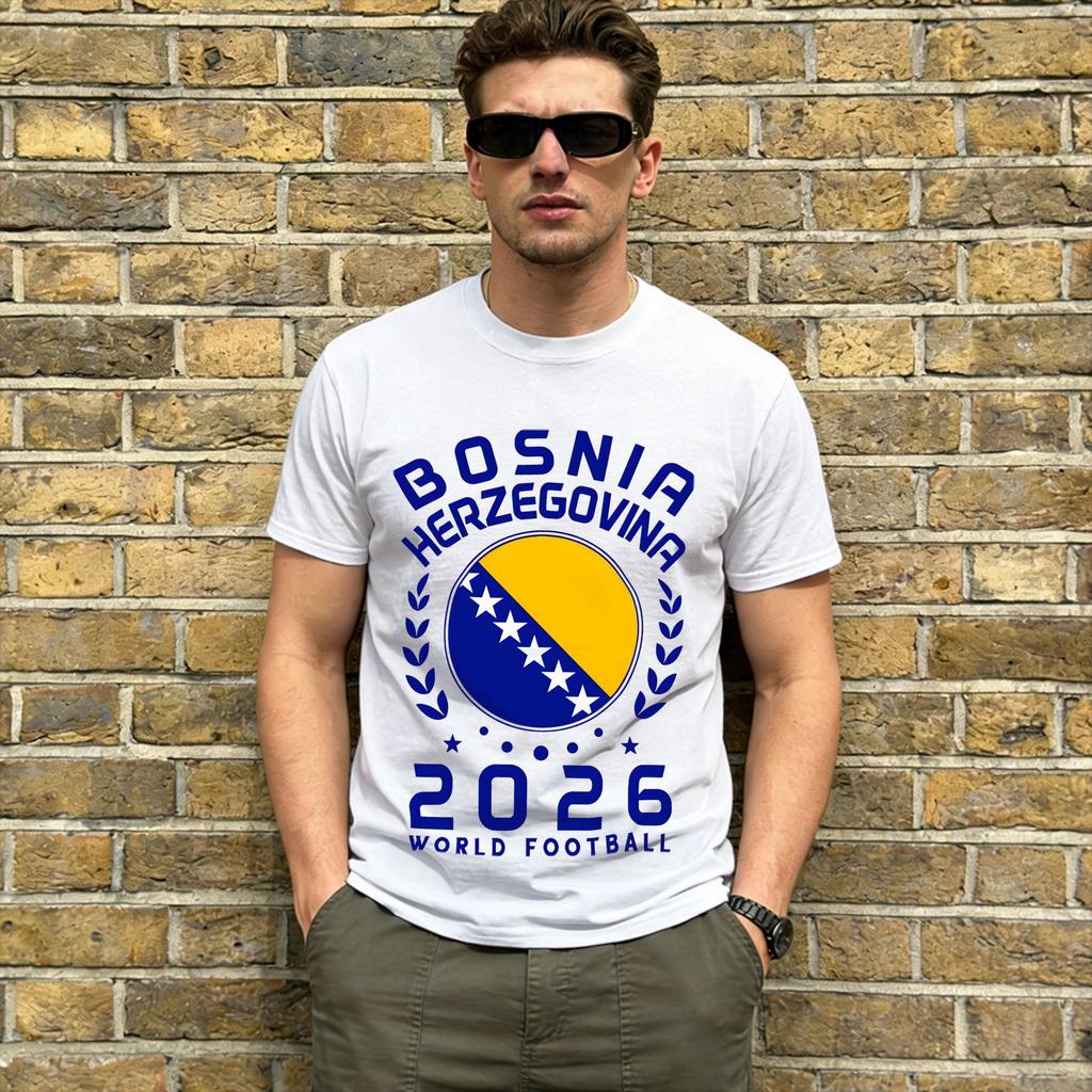 Flag of Bosnia and Herzegovina Unisexs T Shirt Vintage Tees Short Sleeve Crew Neck TShirt Cotton Gift Idea Clothing