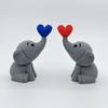 Elephant Heart Sculpture 3D Printed Small Elephant Figurine for Wedding Anniversary Valentine's
