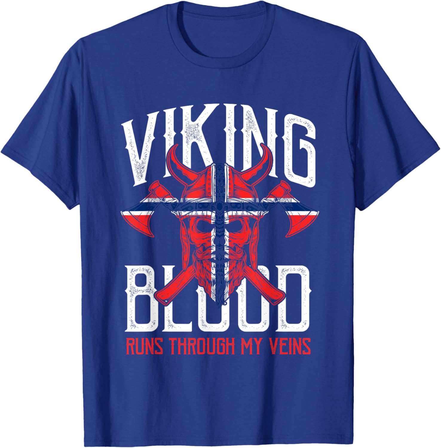 Viking Blood Skull Norwegian Flag Pride Norway TShirt S