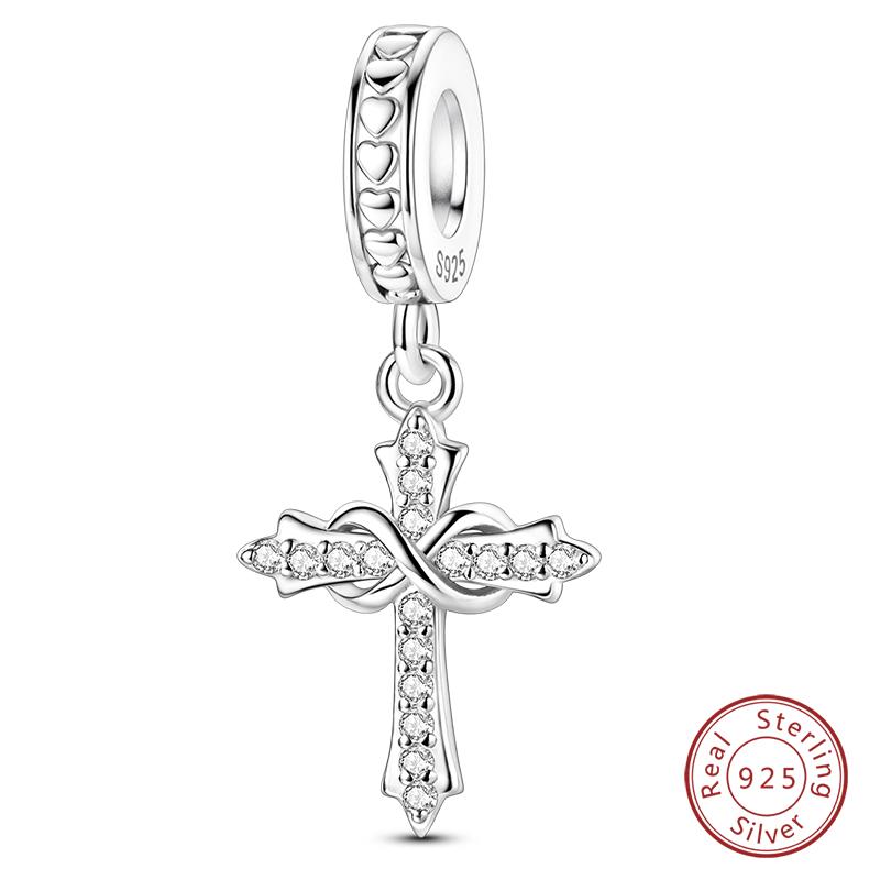 Copper Charms Beads Forever Love Heart Shaped Bow Family Charms Dangle For Bracelet Woman Diy Jewelry Gift