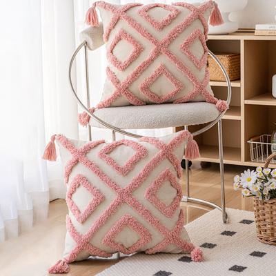 Kussen met Afneembare Kussensloop en Verborgen Rits Contrasterende Kleur Kort Pluche Decor Kantoor Bank Decoratie Sierkussen Woonkamer