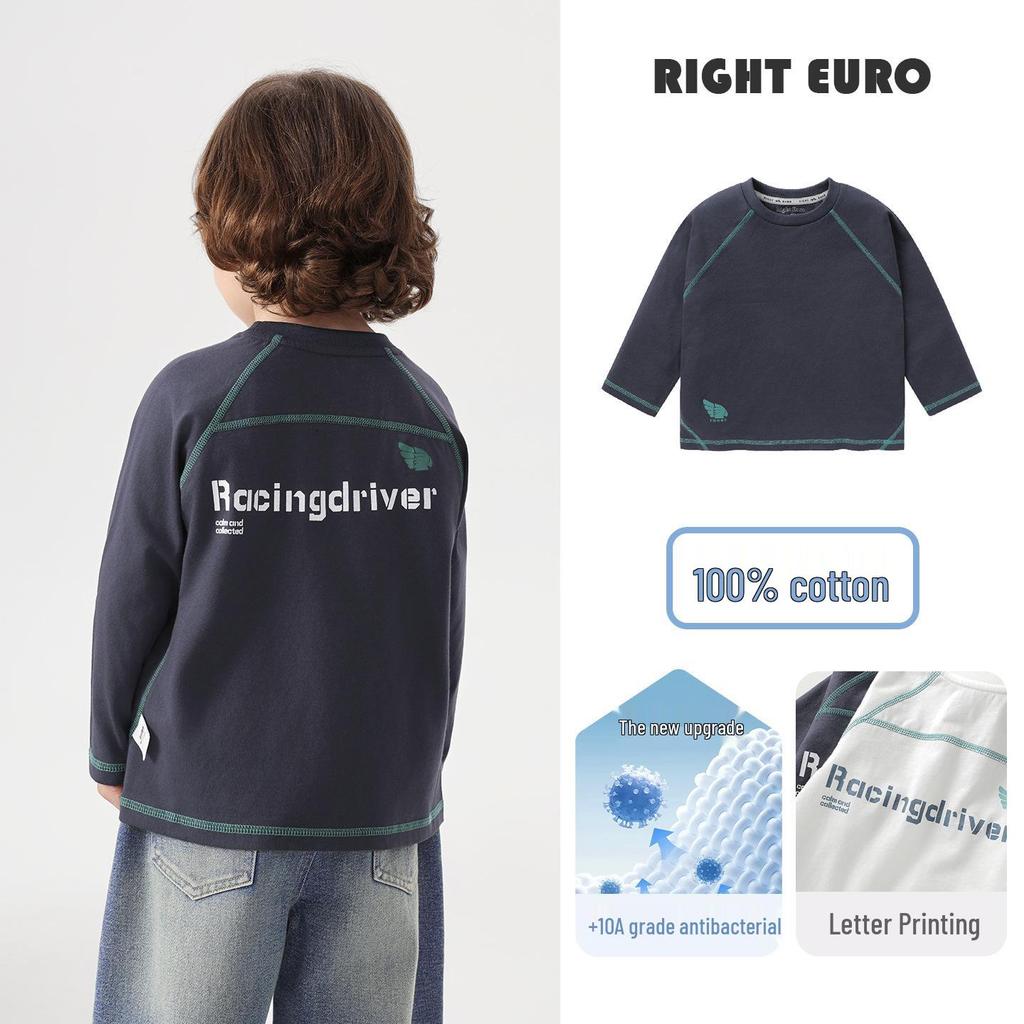 2026 Trendy Boys' Pure Cotton Long-Sleeve T-Shirt for Spring and Fall