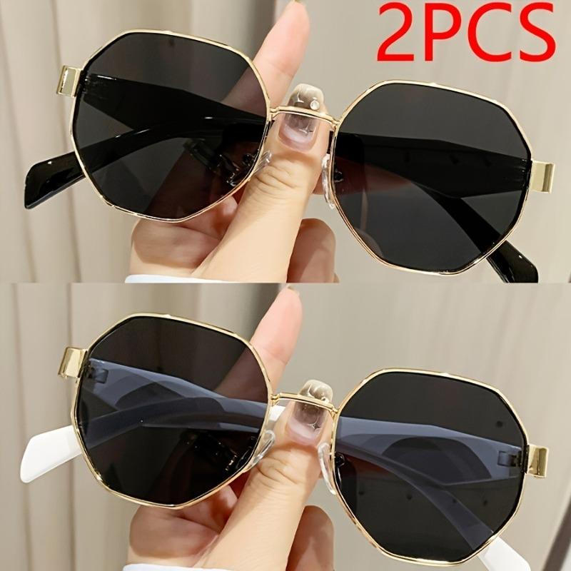 

2PCS Fashion Polygonal Large Prescription Sunglasses Beach Driving Sun Glasses UV400 Women s Eyeware