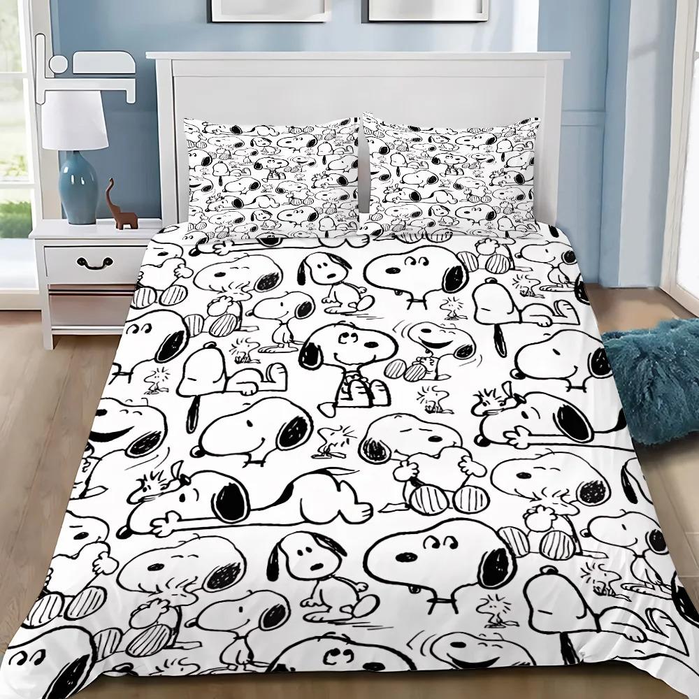Snoopy Duvet Cover 3D Exquisite 3D Print Happy Puppy Bedding Set Comforter Bed Youth Home Decor Girls Boys Gift