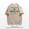 Summer Fashion Heavyweight Retro Men's English Letters 100% Cotton Printed Round Neck High-quality Casual Fitness Street T-shirt