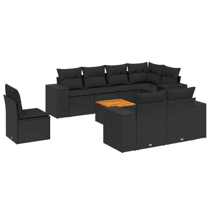 VidaXL Garden Lounge Set with Cushions 9 Pcs, Patio Sofas, Patio Furniture Set, Outdoor Furniture, Black 3225537