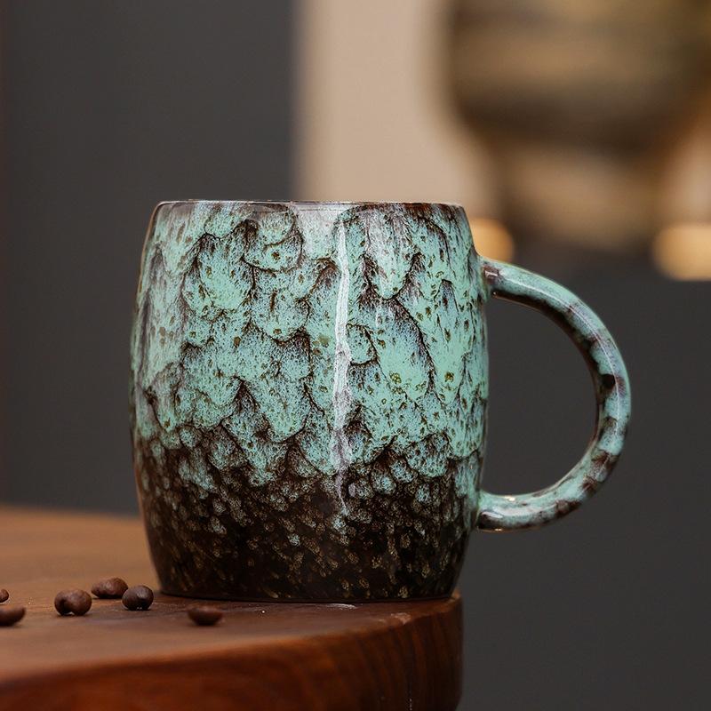 Ceramic Coffee Cup American Retro Latte Latte Flower Cup High Value Water Cup Large Capacity Mug