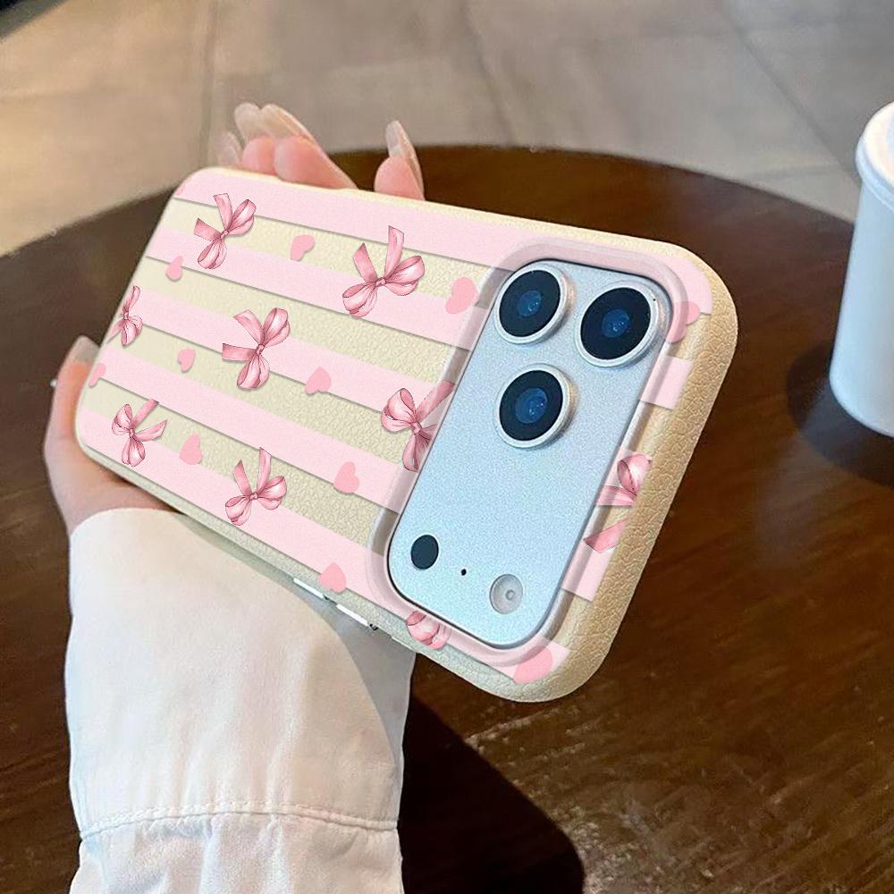 For Iphone 16 Pro Max Matte Semi Striped Bow Phone Case For IPhone 16e 15 14 13 12 11 Pro 16 Plus Air Cover Funda