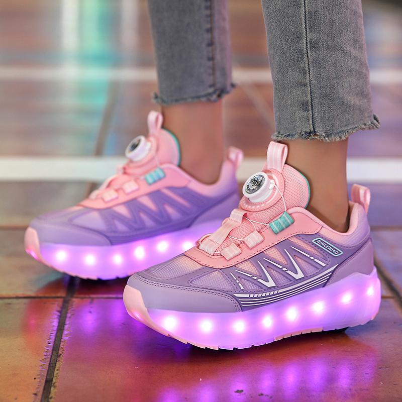 Children's Heely Shoes Four-wheel Summer Boys Luminous Detachable Girls Students with Wheels Sports Shoes