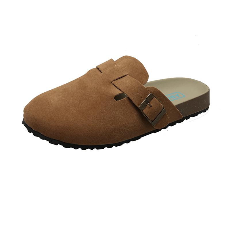 

Женские летние новые универсальные женские туфли повседневные балетки нескользящие с закрытым носком полушлепки на одном каблуке ленивые туфли 42 коричневый