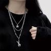 European & American Minimalist Cross Layered Necklace with Movable Rabbit Pendant - Unisex Trendy Sweater Chain