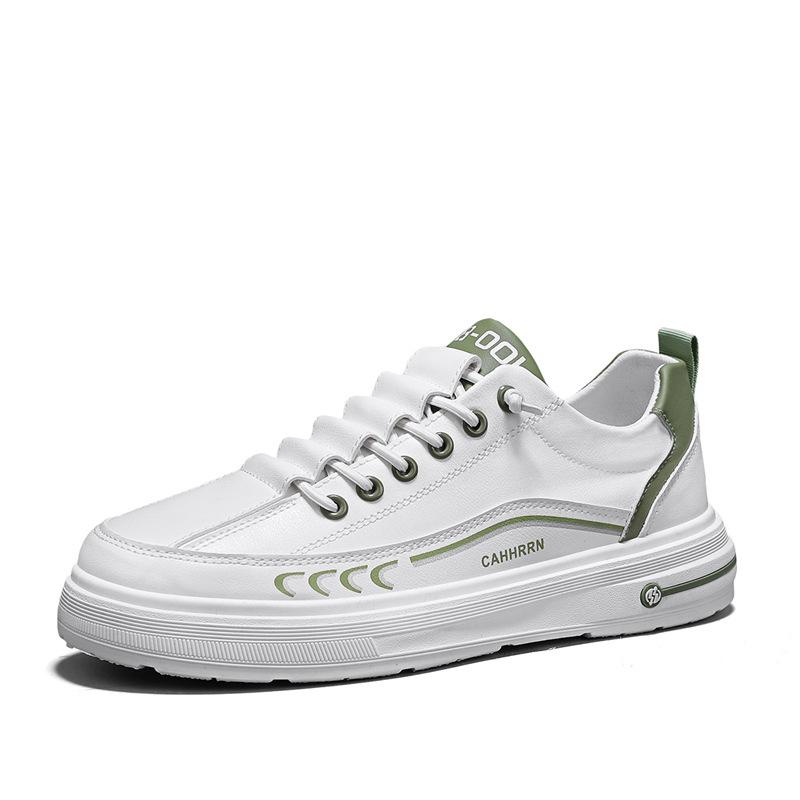 

Leather low-top breathable men s shoes spring and autumn new men s foot cover lazy little white shoes casual sports thick baseplate shoes 44